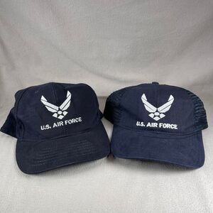 US Air Force Hat Bundle Lot‎ Of 2 Men OS Blue Vintage USA Made Armed Forces